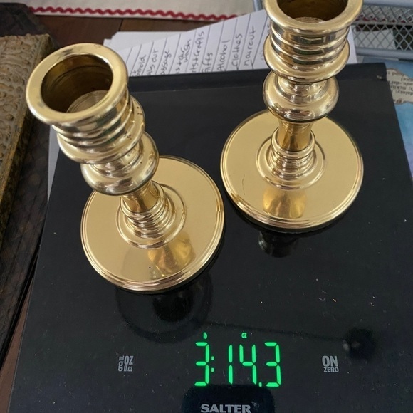 Brass candleholders classic design solid brass heavy duty sturdy - Picture 2 of 6